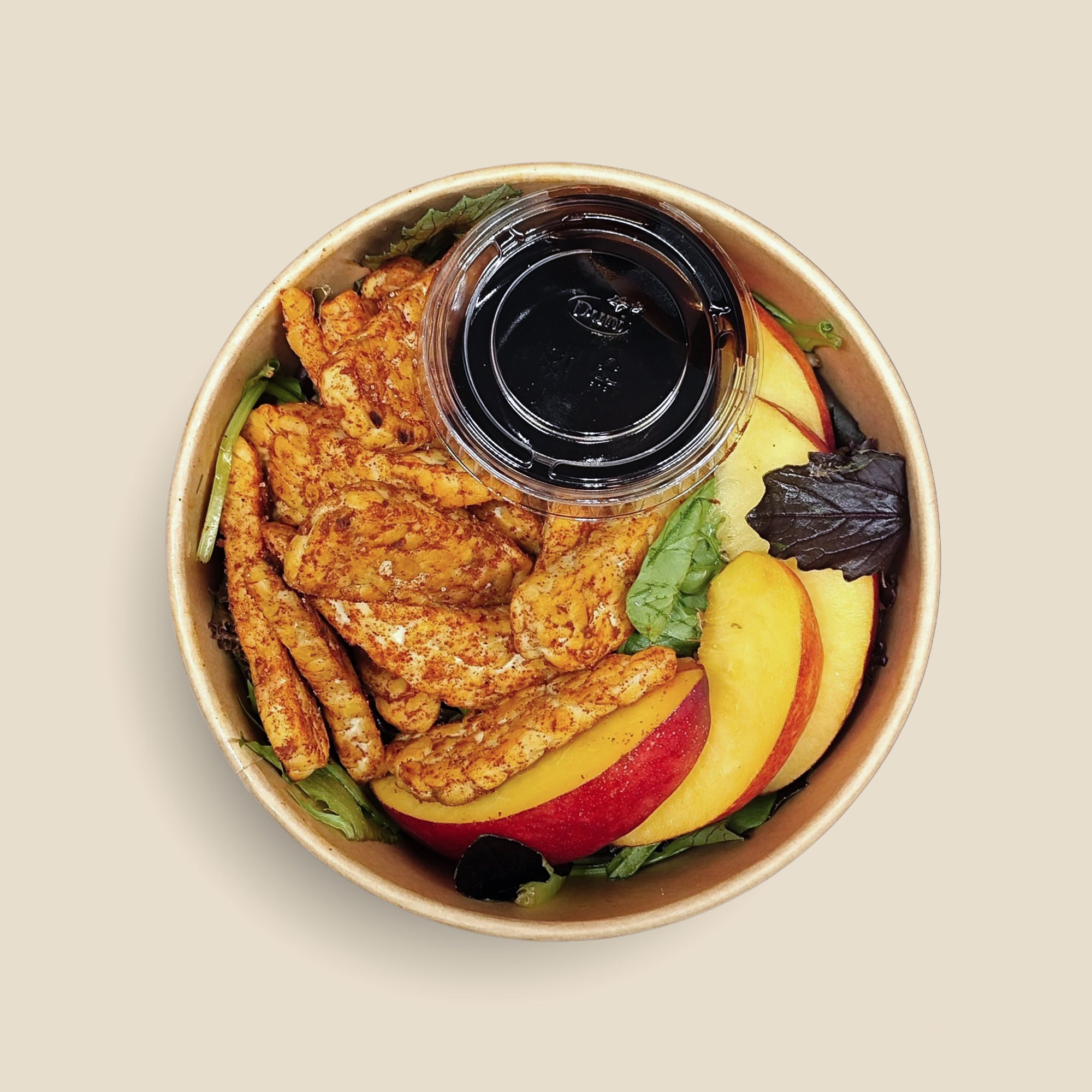 Griddled Tempeh, Peach & Farro Bowl
