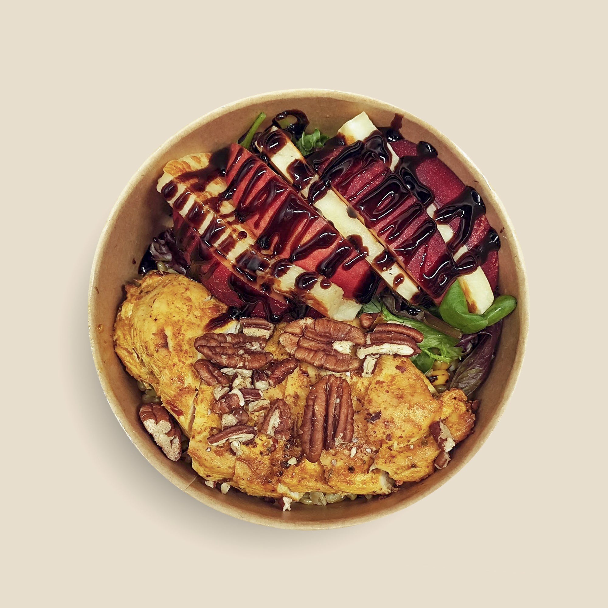 Griddled Chicken, Peach & Farro Bowl