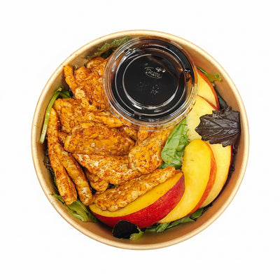 Griddled Tempeh, Peach & Farro Bowl